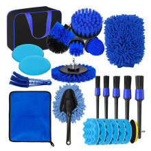 Conjunto de 24 Peças de Acessórios para Furadeira Elétrica: Escova para Lavagem de Carros, Polimento Automotivo e Kit de Limpeza para Cozinha.