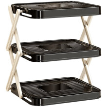 Prateleiras de Cozinha de Plástico Empilháveis com Várias Camadas para Preparação Eficiente de Alimentos e Armazenamento Que Economiza Espaço.