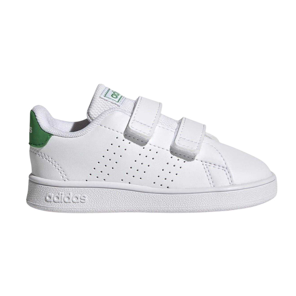 Adidas (9 Uk Child, White/Green) Childrens/Kids Advantage Court Lifestyle Flat Trainers