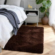 (60cm x 110cm (2ft x 3ft 7"), Coffee Brown Shaggy Rugs) Fluffy Rug Non-Slip Shaggy Rugs Living Room Carpet