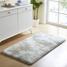 (50cm x 80 cm (1 ft 6 in x 2 ft 6 in), Tie-Dye Light Grey/Silver Shaggy Rugs) Fluffy Rug Non-Slip Shaggy Rugs Living Room Carpet