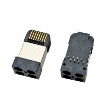 2 Unidades de Conector RJ45 8P8C de Corpo Longo para Placa de Circuito Impresso, Macho Blindado, DIP, 90 Graus