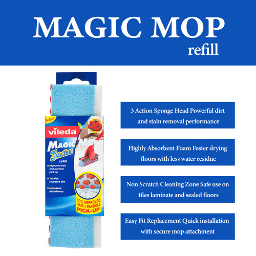 Vileda Vileda Magic Mop Refill Sponge Head for Floor Cleaning 1