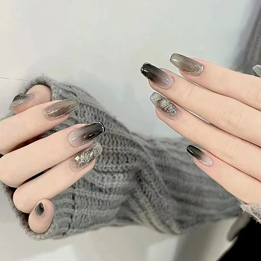 Zhouq-Outdoors Valentine\'S Glitter Gradient Fake Nails