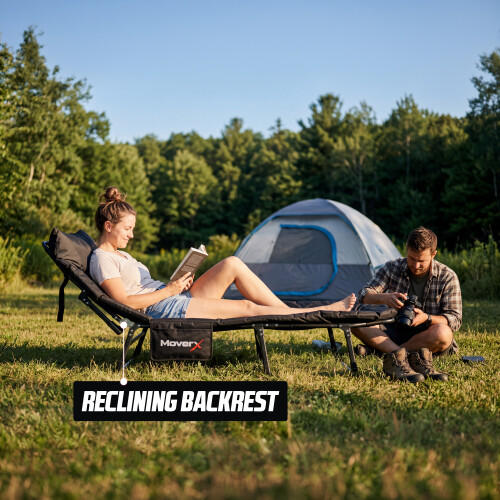 MoverX Folding Camping Bed with Adjustable Backrest - Capacity 130kg 1
