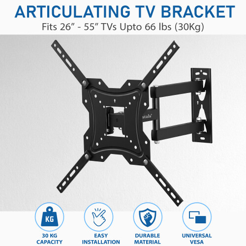 Wall Bracket Mount 26-55 Inch Screens Tilts Swivels Extends Retracts - Black 2