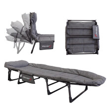 MoverX Grey Folding Camping Bed with Adjustable Backrest - Capacity 130kg