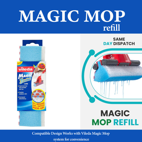 Vileda Vileda Magic Mop Refill Sponge Floor Head Pack of 3 2