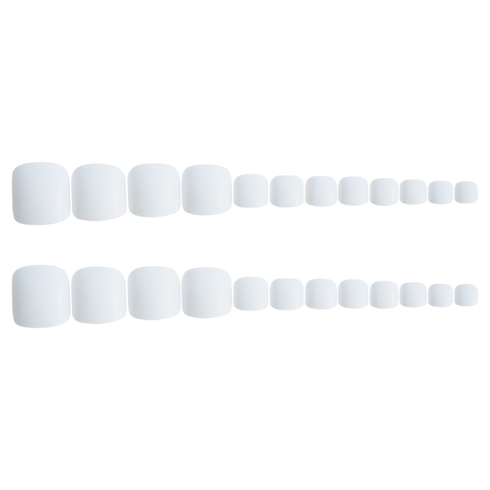 Phui-Pet-Supplies 24Pcs White Square Fake Toenails For Manicure Lovers