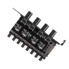 4X Pc 8 Channels Fan Hub 4 Knob Cooling Fan Speed Controller for Cpu Case Hdd VGA Pwm Fan Pci Bracket Power By 12V Fan