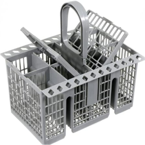 Dishwasher cutlery basket with removable handle