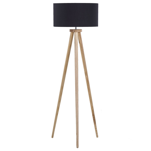 Beliani Floor Lamp NITRA Oak Wood Black