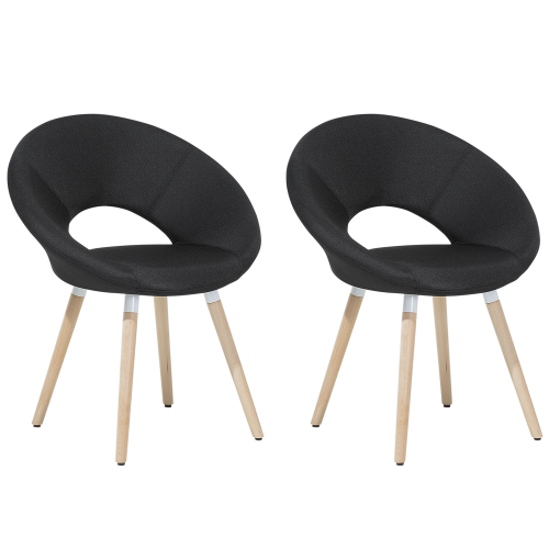 Beliani Set of 2 Dining Chairs ROSLYN Fabric Black