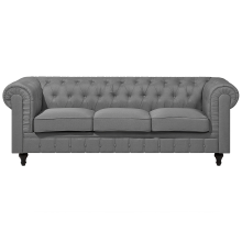 Sofa 3 Seater CHESTERFIELD Fabric Light Grey