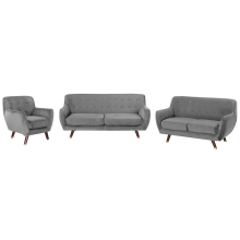 Living Room Set 6 Seater BODO Velvet Grey