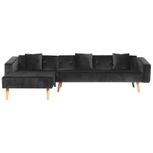 Corner Sofa Bed 4 Seater VADSO Velvet Black Right Hand