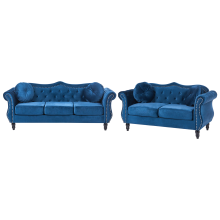 Living Room Set 5 Seater SKIEN Velvet Navy Blue