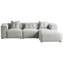 Corner Sofa 3 Seater DOLVA Fabric Light Grey Left Hand