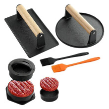 Press Kit, 3 in 1 Hamburger Press Patty Maker, Cast Iron Burger Press, for Grill, Griddle, Kitchen
