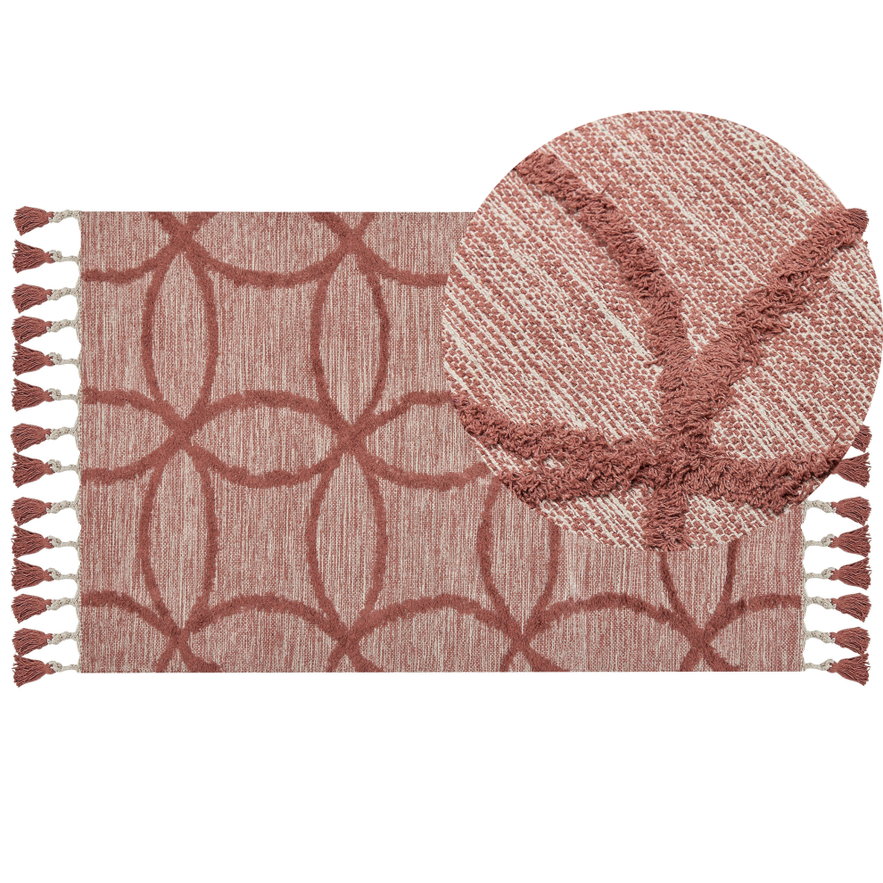 Beliani Rug Kirsehir Red 80 X 150 Cm Cotton