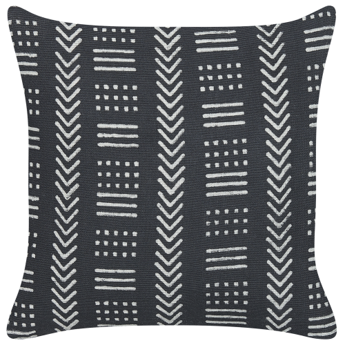 Beliani Throw Cushion BENZOIN Cotton 45 x 45 cm Black Geometric Pattern