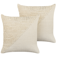 Set of 2 Decorative Cushions PELLAEA Cotton 45 x 45 cm Light Beige Geometric Pattern