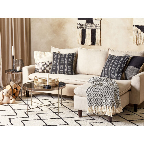 Beliani Throw Cushion BENZOIN Cotton 45 x 45 cm Black Geometric Pattern 1