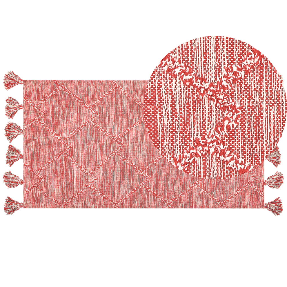 Beliani Rug Nigde Red 80 X 150 Cm Cotton