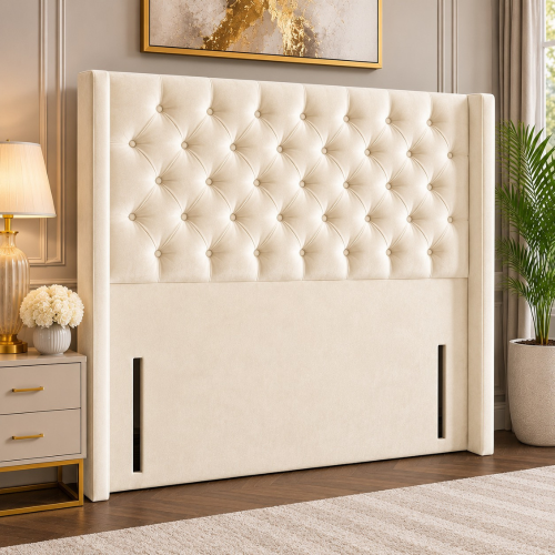 (Mink Plush, Double 4ft6") 54" Wingback Headboard for Divan Bed