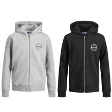 Jack & Jones Junior Sweat Zip Hood 2Pk - Black + Light Grey Melange - Size 152