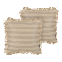 Set of 2 Decorative Cushions CIRSIUM Jute 45 x 45 cm Beige Striped