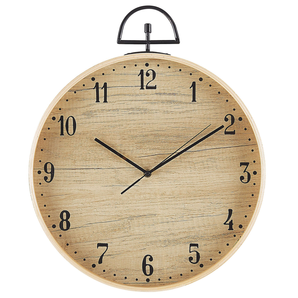 Beliani Wall Clock Opfikon 40 Cm Light Brown