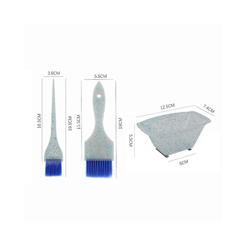 Creation-3C (Blue, Set) 3Pc Hair Dye Brush & Bowl Set For Salon Diy
