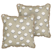 Set of 2 Decorative Cushions PSILOTALES Cotton 45 x 45 cm Beige Floral Pattern