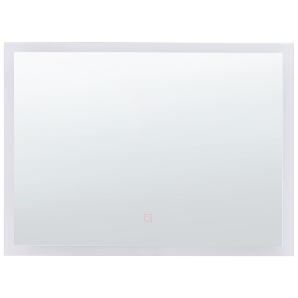 Beliani Led Bathroom Mirror Adour 80 Cm 60 Cm Silver