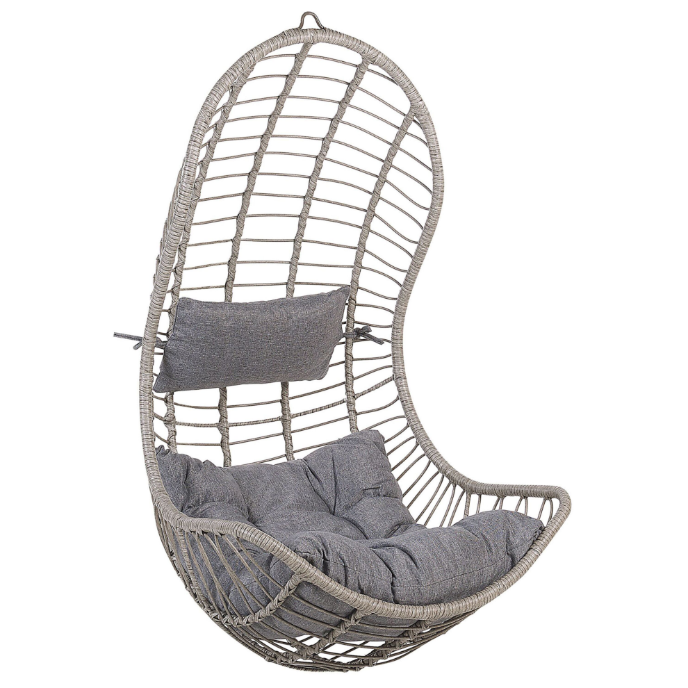 Beliani Hanging Chair Pineto Pe Rattan Grey