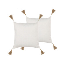 Set of 2 Decorative Cushions AZALEA 45 x 45 cm Light Beige Solid