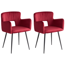 Set of 2 Dining Chairs SANILAC Velvet Dark Red
