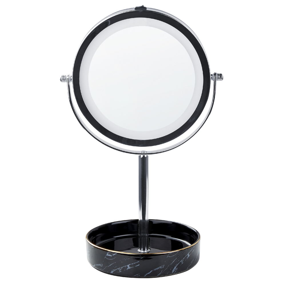 Beliani Makeup Mirror Led Savoie Black/ Silver