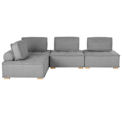 Beliani Modular Corner Sofa 4 Seater TIBRO Right Hand Grey Fabric