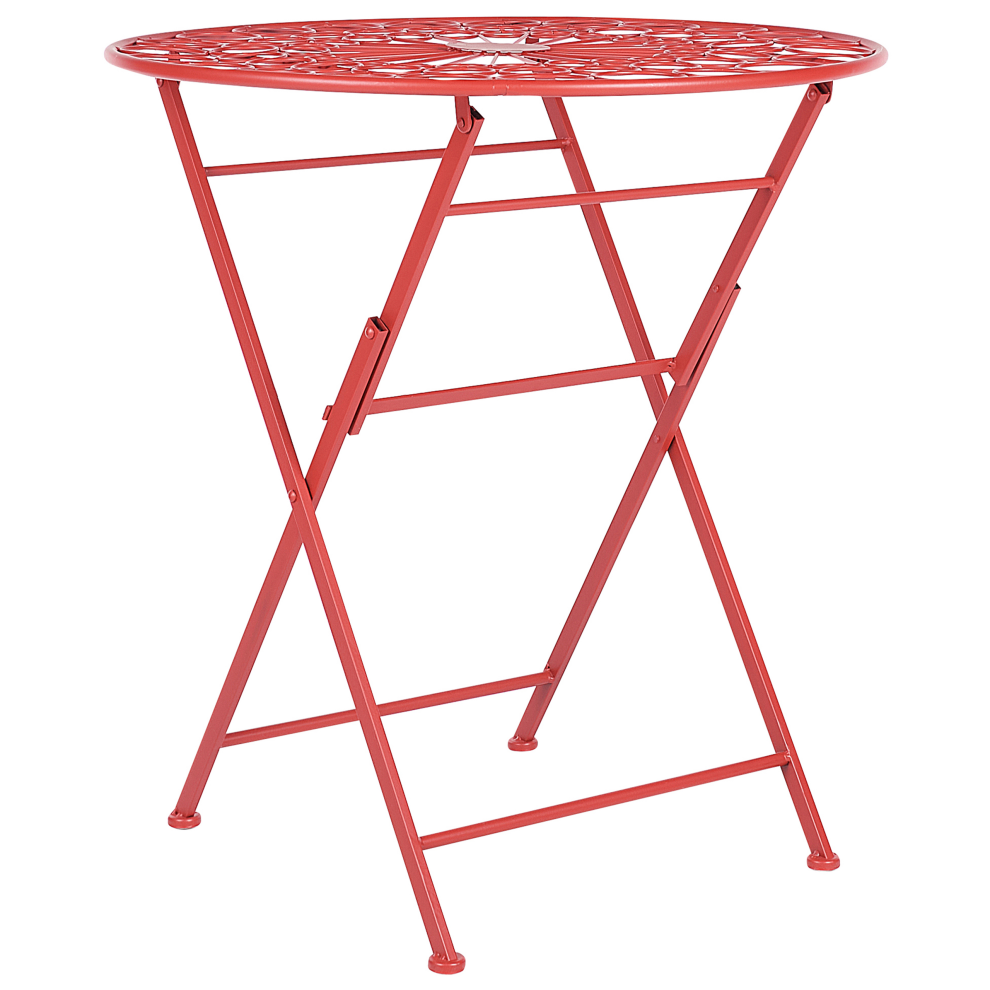 Beliani Bistro Table Scario 70 Cm 70 Cm Metal Red