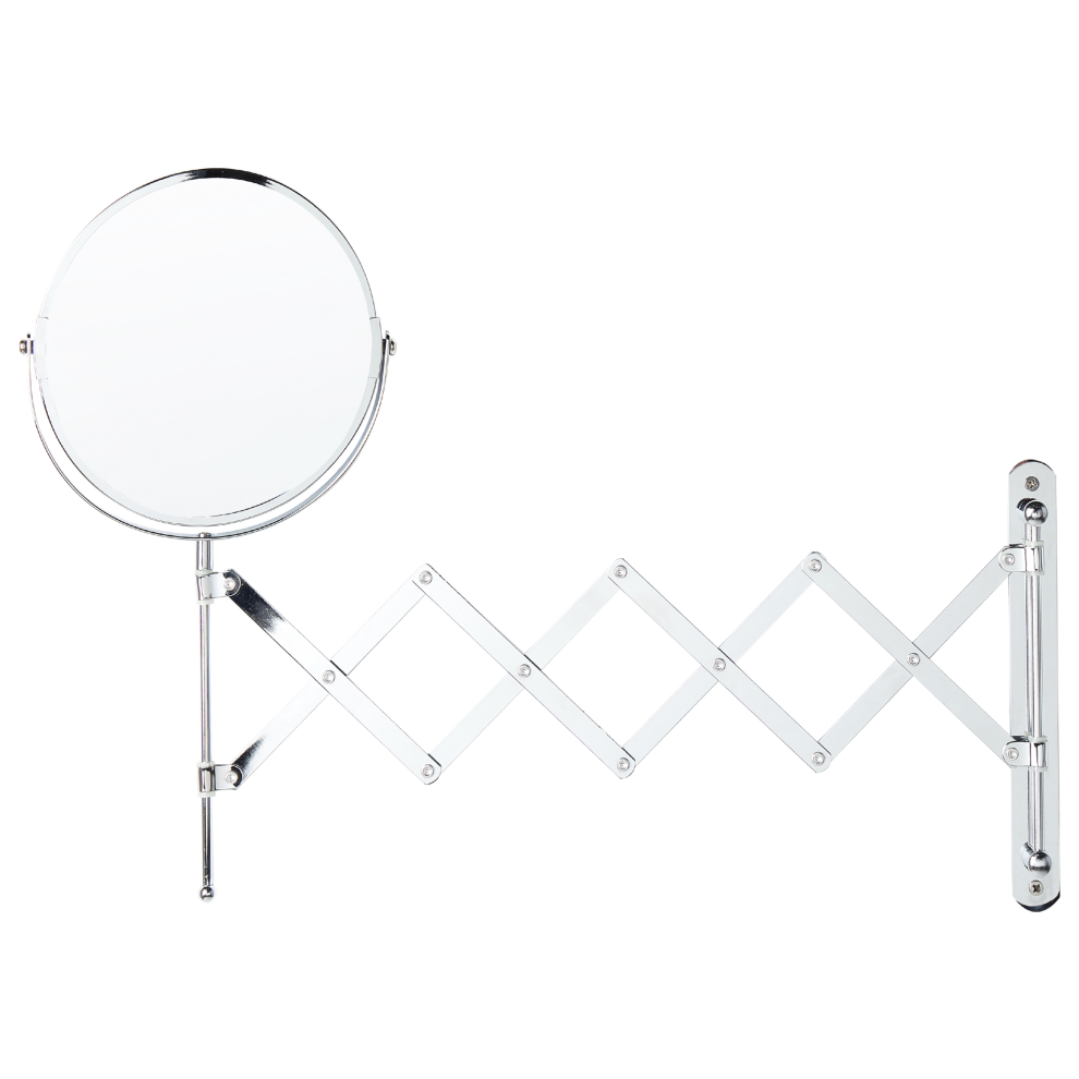 Beliani Extending Wall Makeup Mirror Yvelines 57 Cm 36 Cm Metal Silver