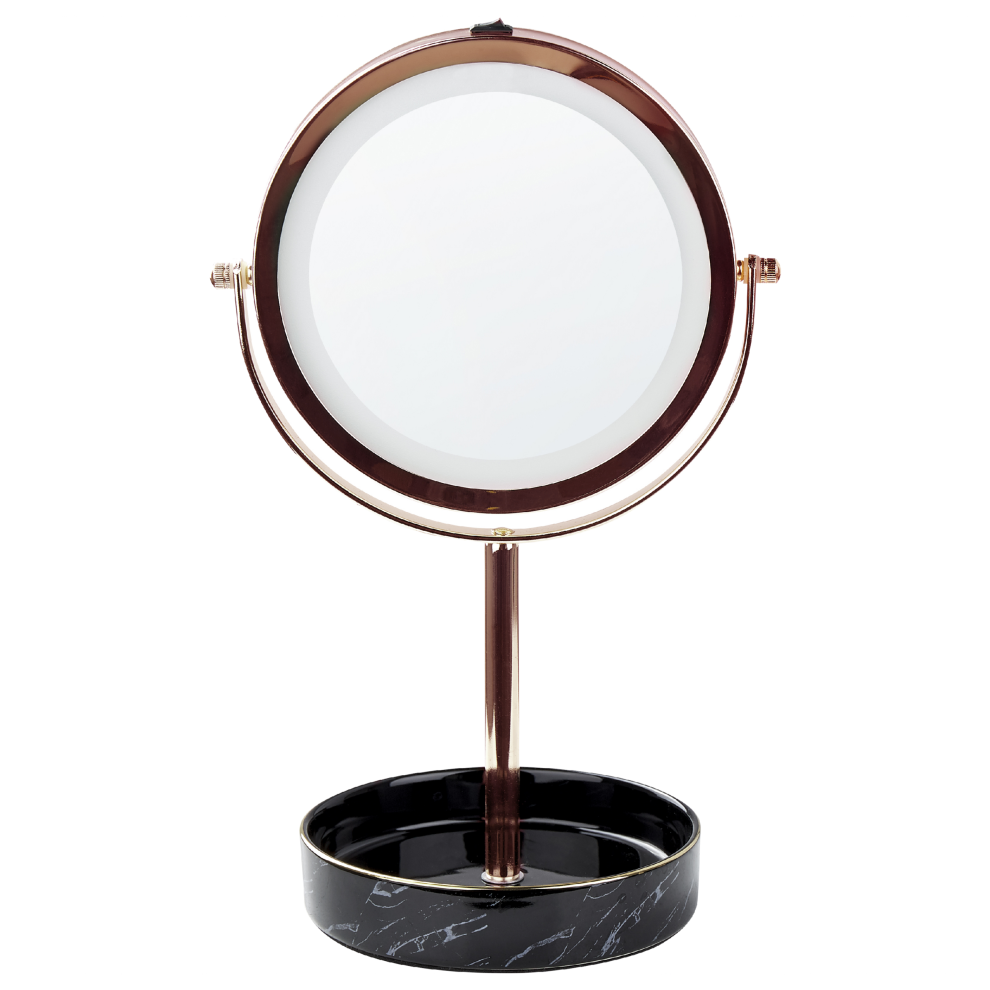Beliani Makeup Mirror Led Savoie Rose Gold