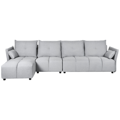 Beliani Corner Sofa 4 Seater TOMRA Fabric Light Grey Right Hand