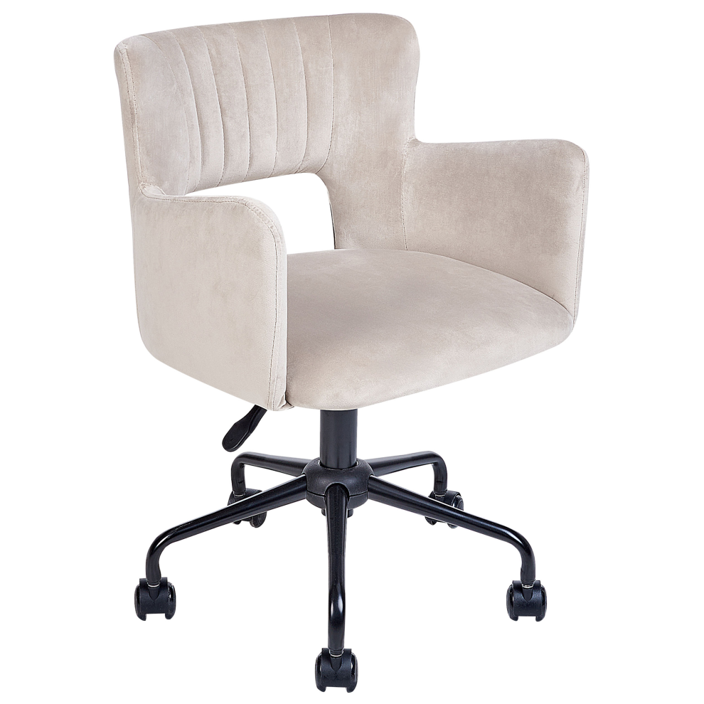 Beliani Desk Chair Sanilac Ii Velvet Taupe