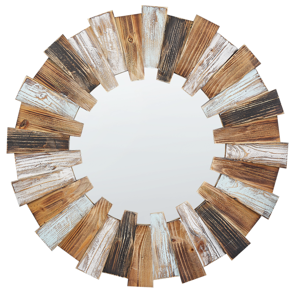 Beliani Wall Mirror Ecatepec 66 Cm 66 Cm Brown