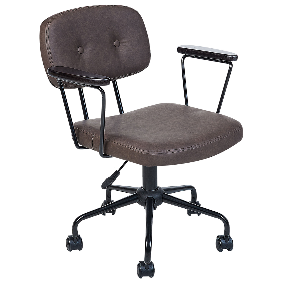 Beliani Desk Chair Algerita Faux Leather Dark Brown