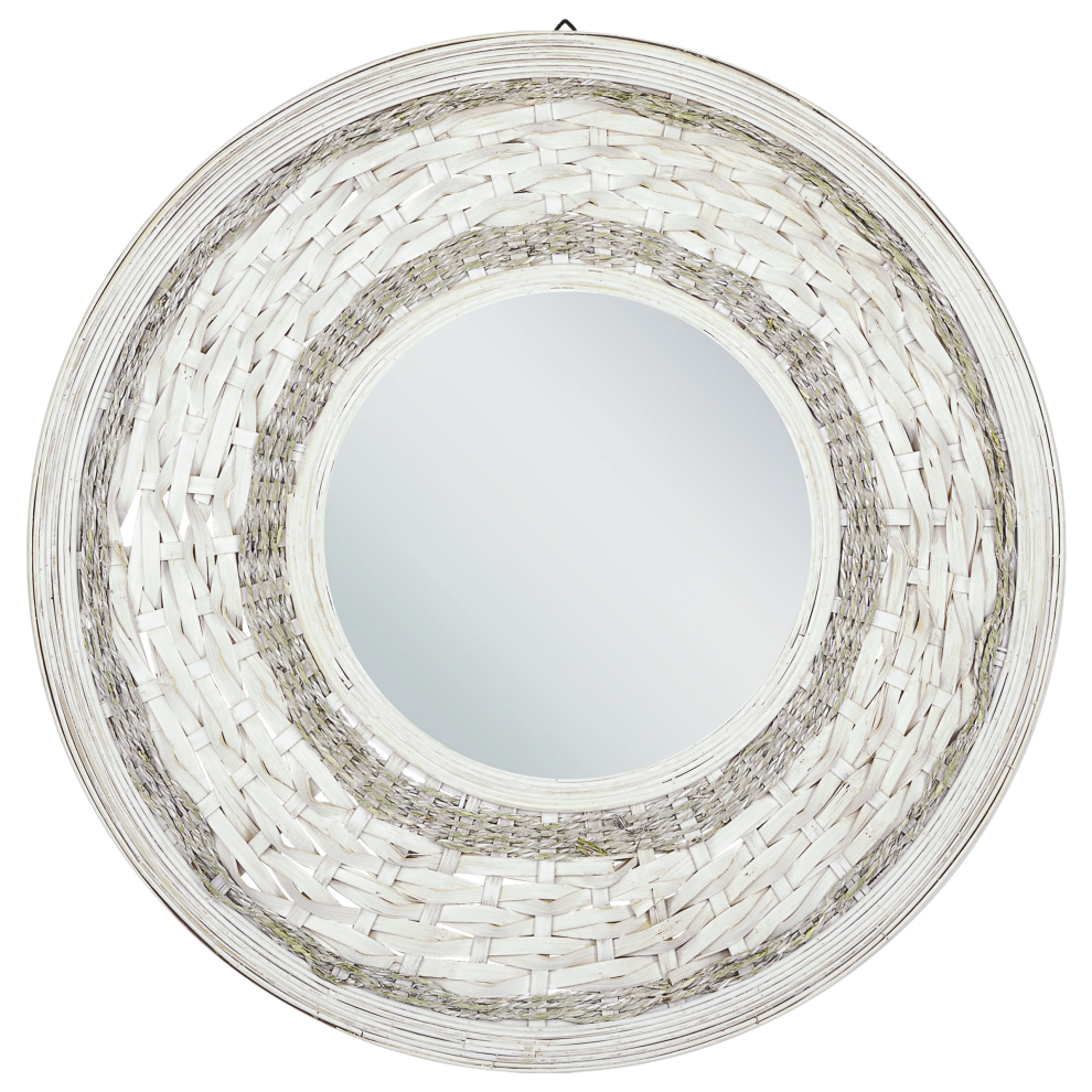 Beliani Wall Mirror Soledad 61 Cm 61 Cm Bamboo White