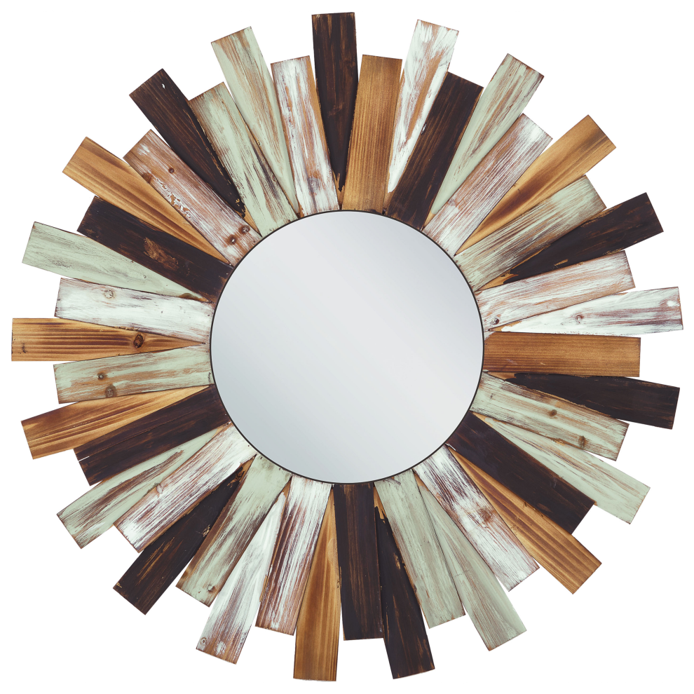 Beliani Wall Mirror Tampico 75 Cm 75 Cm Fir Wood Multicolour