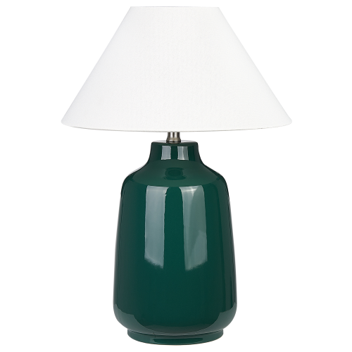 Beliani Table Lamp CARETA Ceramic Dark Green